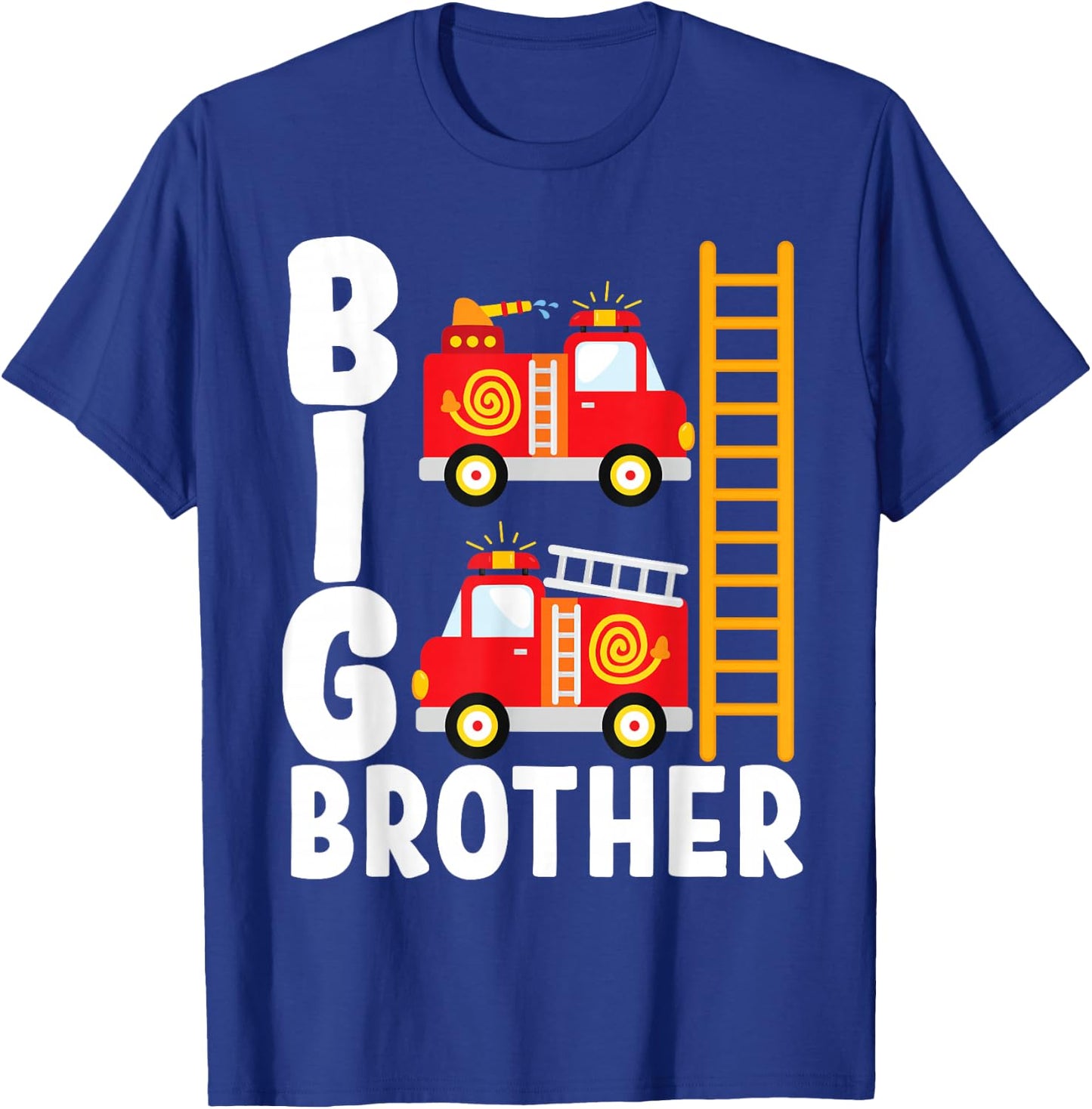 Boy's Fire Truck Fire Theme Big Brother Fire Engine T-Shirt - T-Shirt | Royal