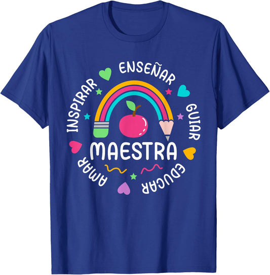Maestra De Español Appreciation Spanish Teacher T-Shirt - T-Shirt | Royal