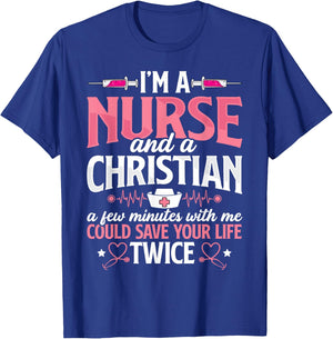 Christian Nurse Jesus God Funny Nursing RN LPN CNA Women T-Shirt - T-Shirt | Royal