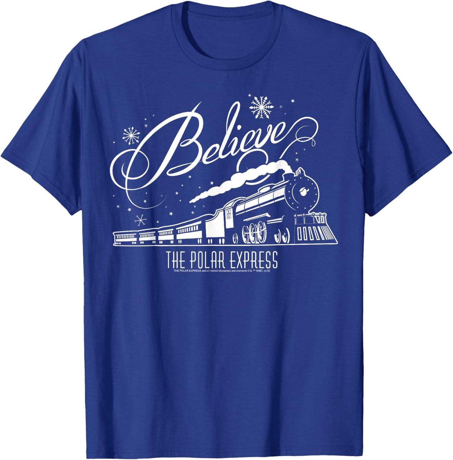 The Polar Express Believe Christmas Train & Snowflake Logo T-Shirt - T-Shirt | Royal