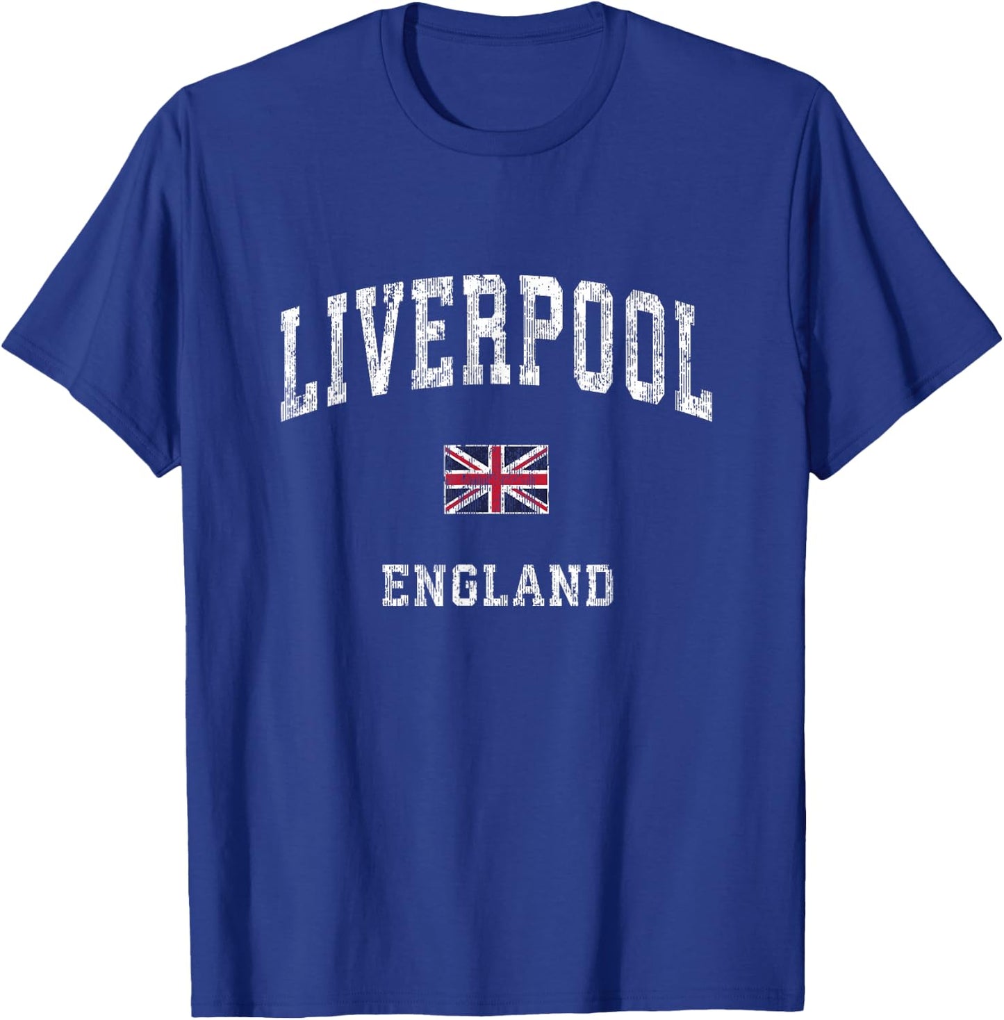 Liverpool England Vintage Athletic Sports Design T-Shirt - T-Shirt | Royal