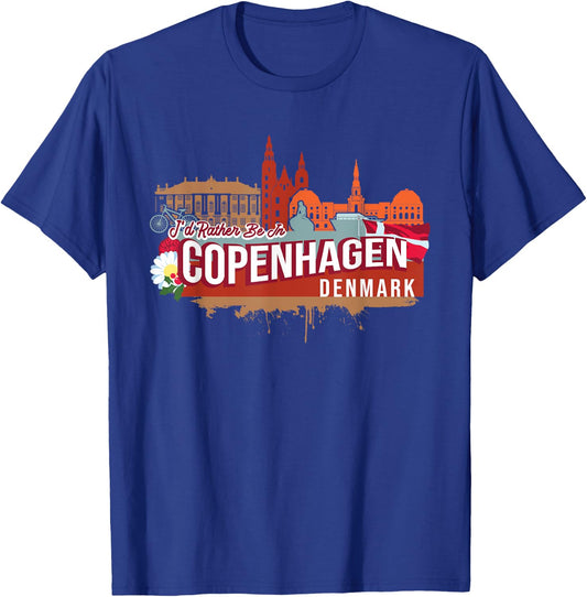 I'd Rather Be In Copenhagen Denmark Vintage Souvenir T-Shirt - T-Shirt | Royal