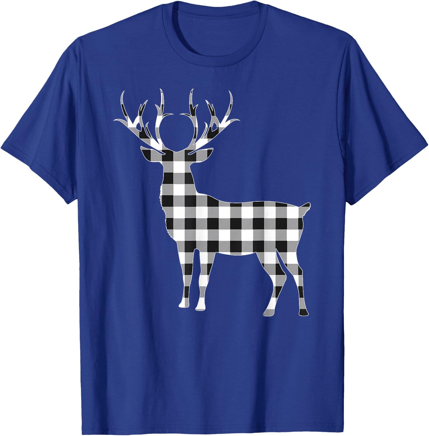 Black and White Buffalo Plaid Reindeer Christmas Deer Pajama T-Shirt - T-Shirt | Royal