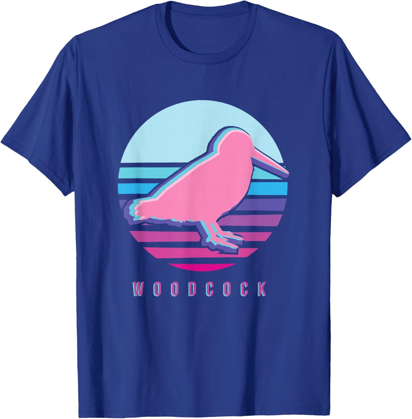 American Woodcock Bird Retro Vaporwave Unique Birding Gift T-Shirt - T-Shirt | Royal