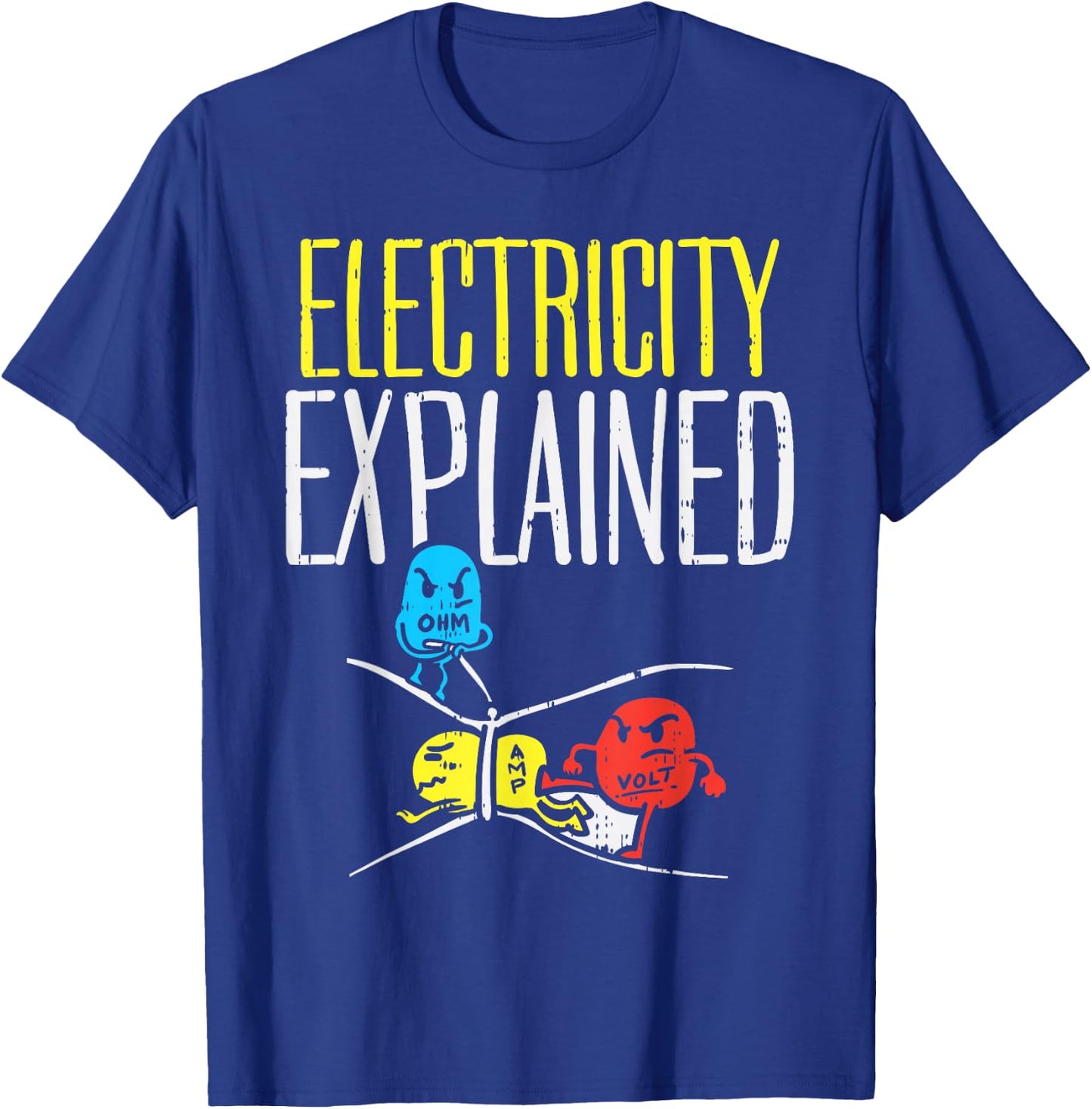 Electricity Explained Funny Electrician Teacher Nerd Gift T-Shirt - T-Shirt | Royal