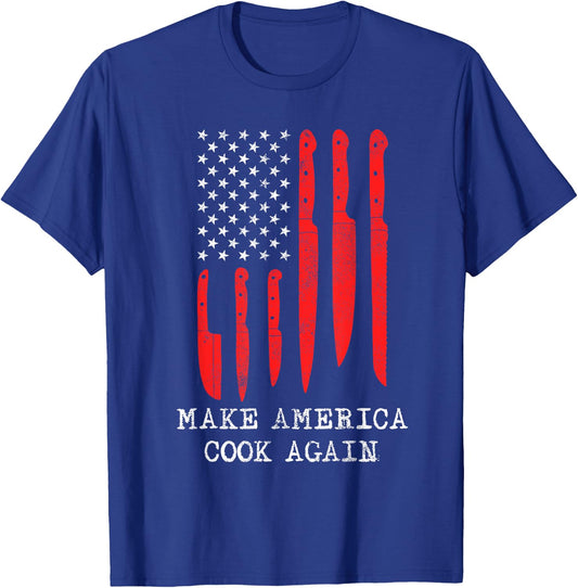 Funny Make America Cook Again Flag Different Knives Chef T-Shirt - T-Shirt | Royal