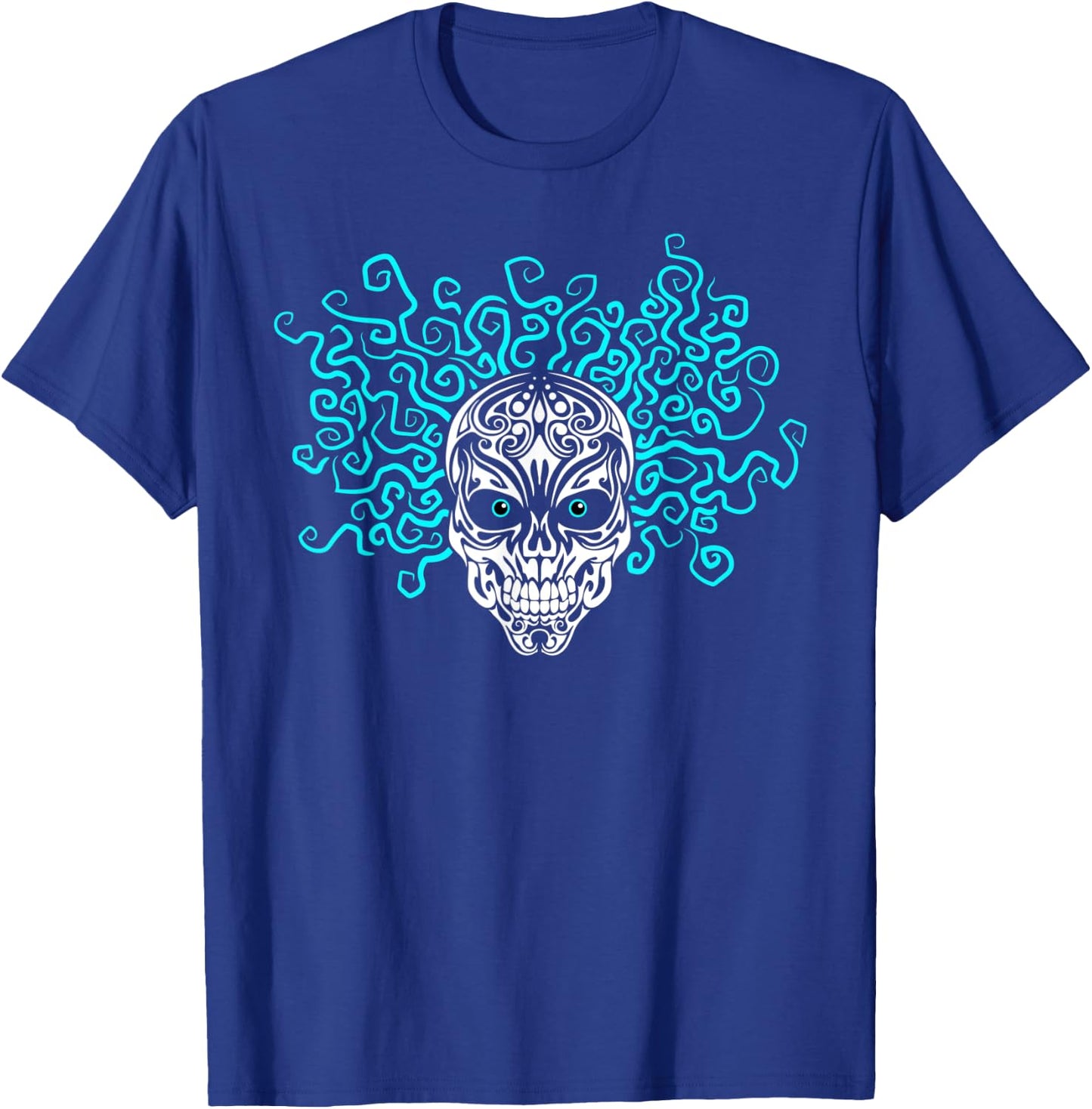 Sugar Skull with Wicked Crazy Hair T-Shirt - T-Shirt | Royal