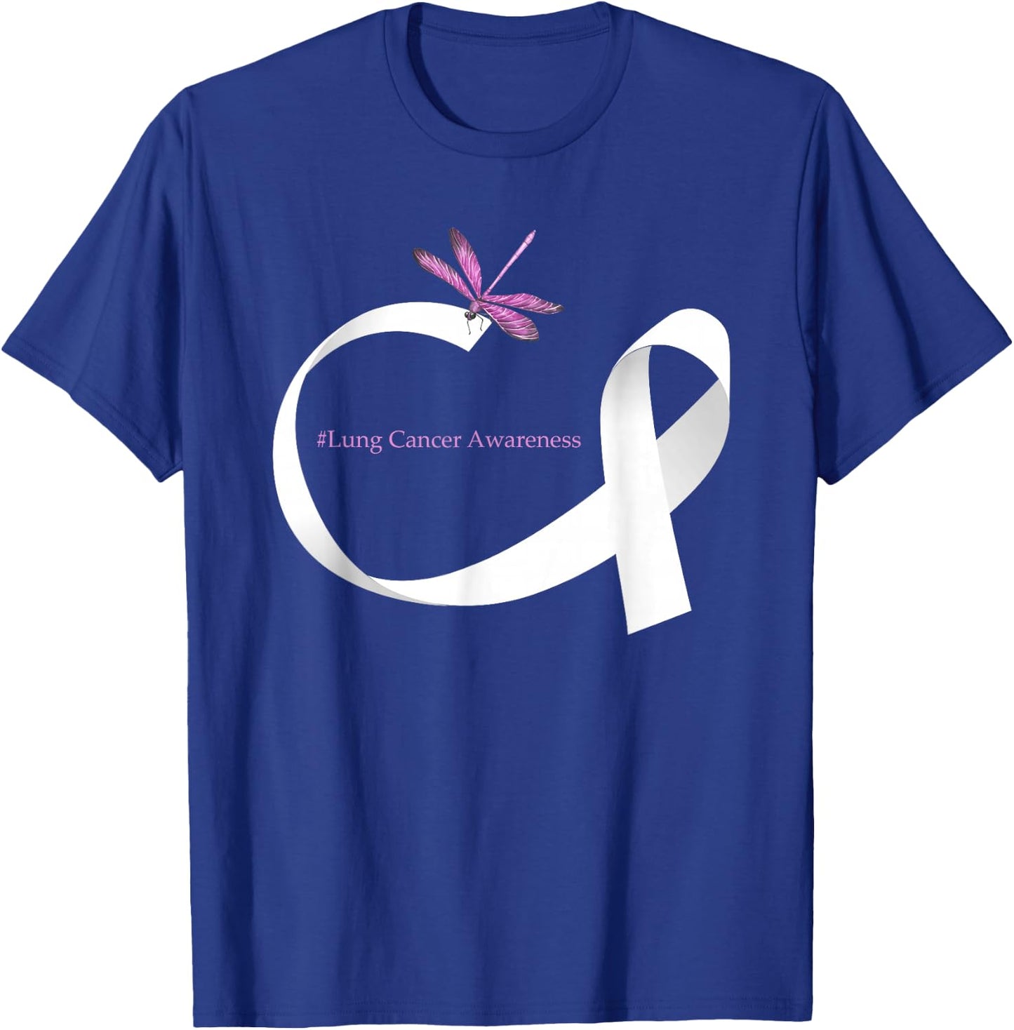 Dragonfly White Ribbon Lung Cancer Awareness T-Shirt - T-Shirt | Royal
