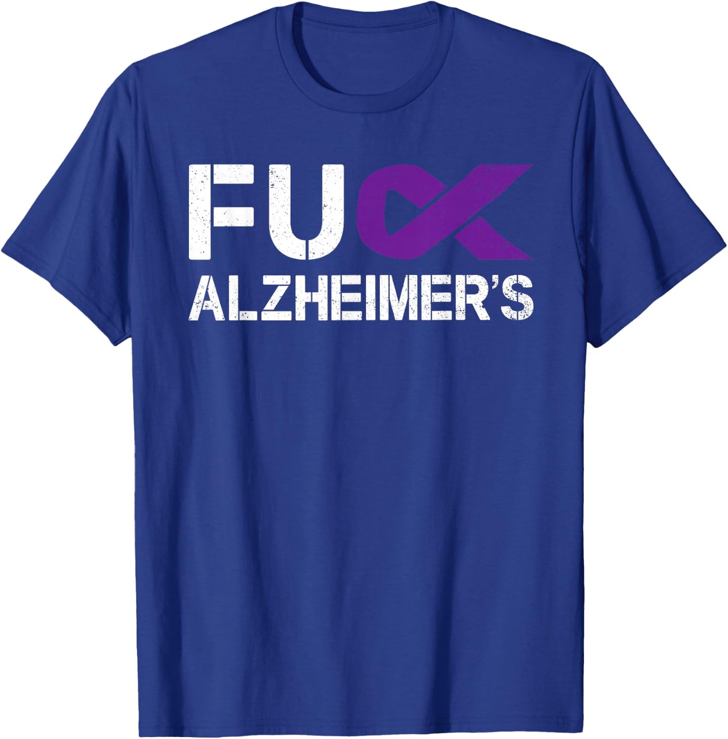 Fuck FU Alzheimer's Awareness Month Purple Ribbon Fighter T-Shirt - T-Shirt | Royal