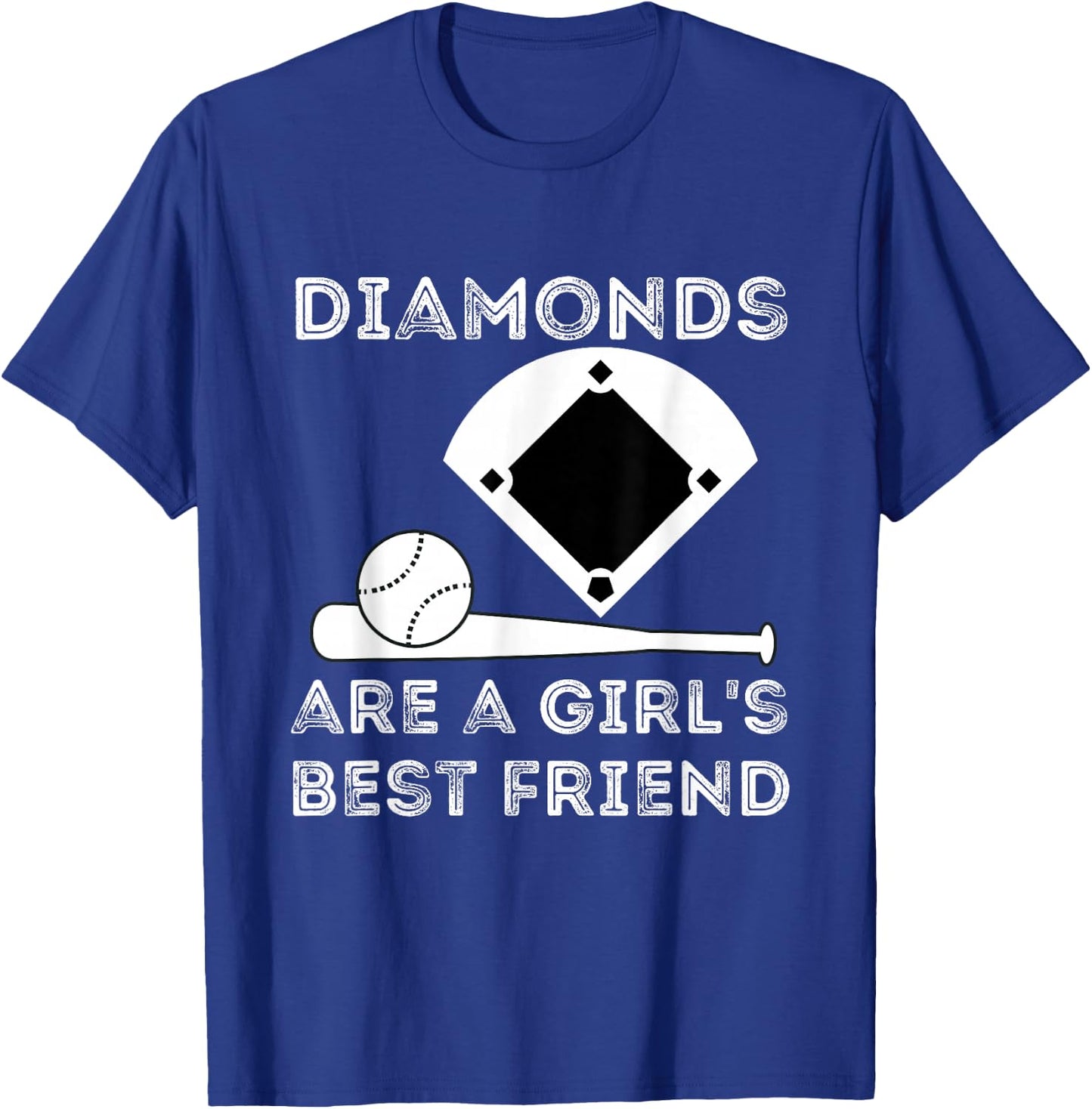 Diamonds Are A Girl's Best Friend - Baseball & Softball Fan T-Shirt - T-Shirt | Royal