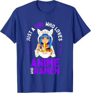 Just a Girl Who Loves Anime and Ramen Teen Girls Japan Merch T-Shirt - T-Shirt | Royal