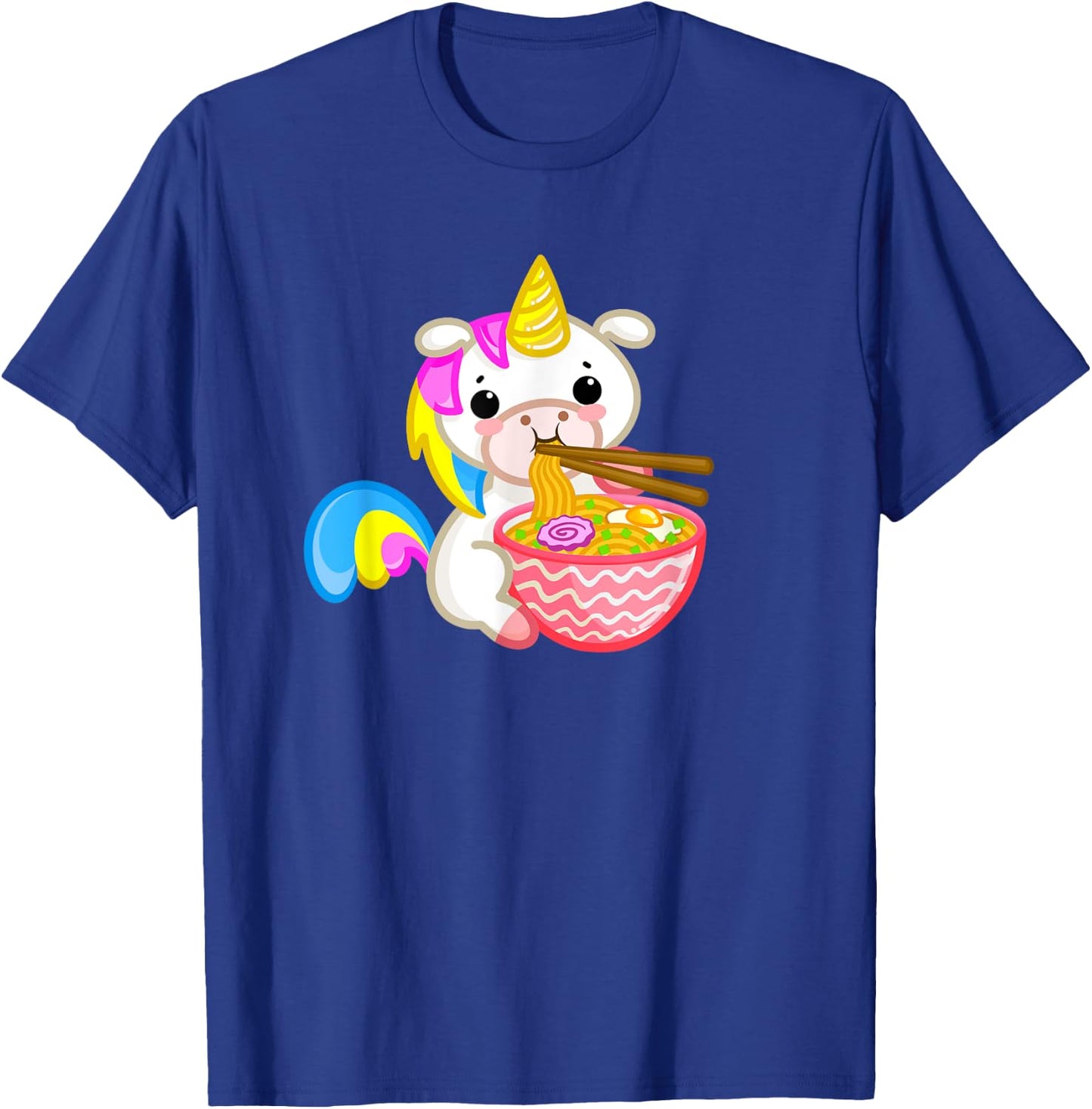 Unicorn Eating Ramen Kawaii Japanese Noodles Anime Teen Girl T-Shirt - T-Shirt | Royal