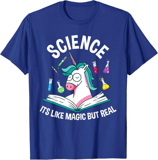 Funny Science Is Like Magic But Real Unicorn Funny Science T-Shirt - T-Shirt | Royal