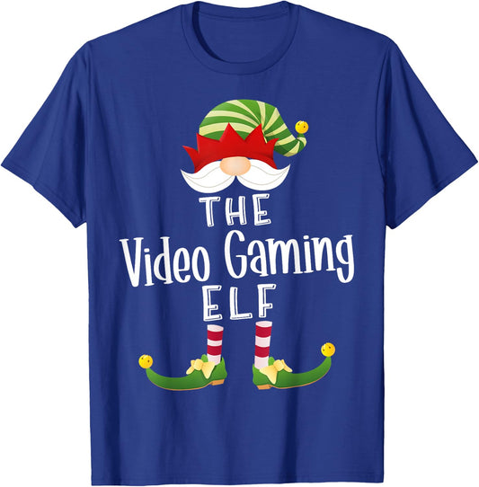Video Gaming Elf Group Christmas Funny Pajama Party T-Shirt - T-Shirt | Royal
