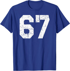 Number #67 Jersey Uniform Athletic Style Sports Graphic T-Shirt - T-Shirt | Royal