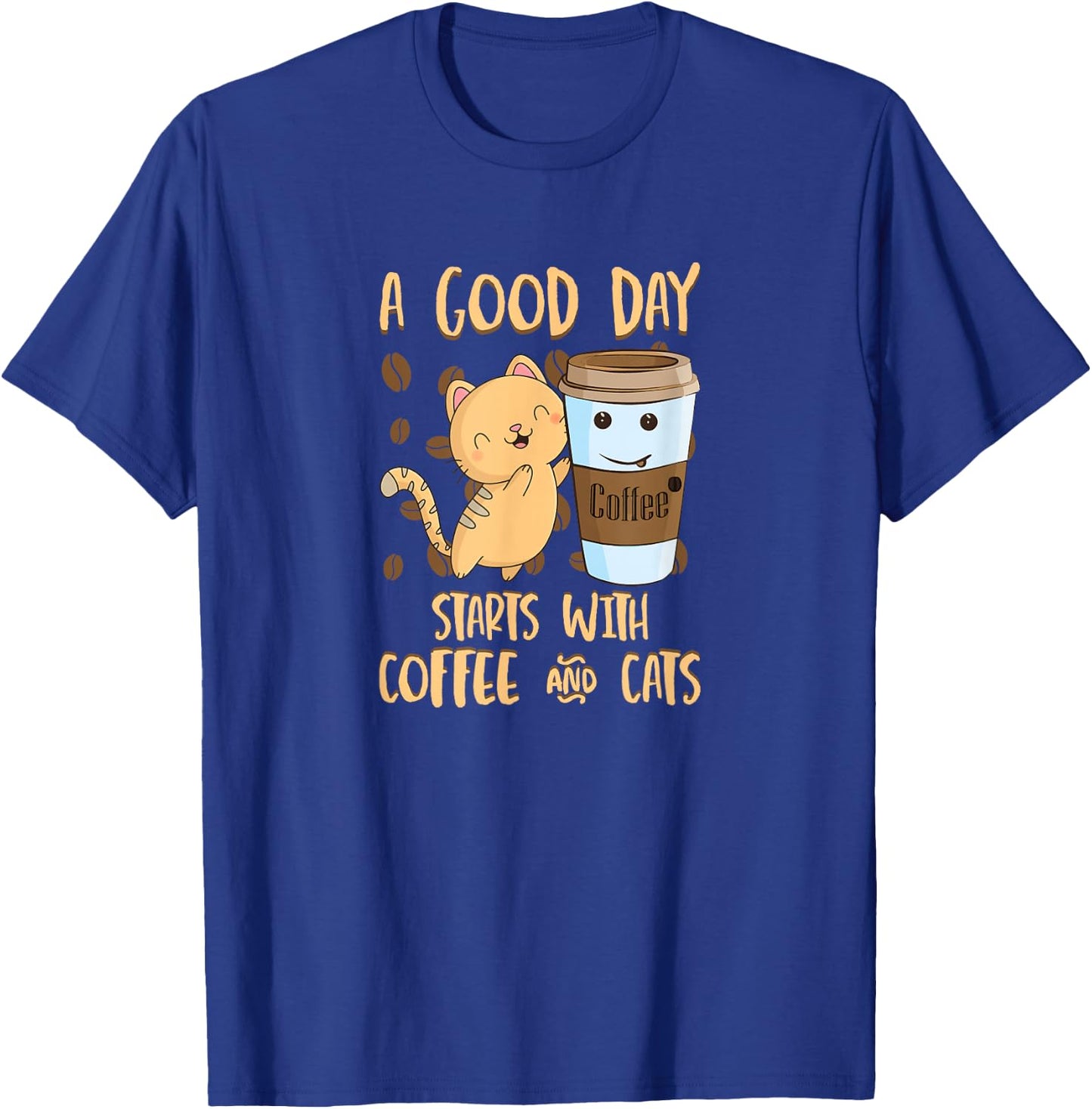 Cats Coffee A Good Day Starts With Coffee Cats T-Shirt - T-Shirt | Royal