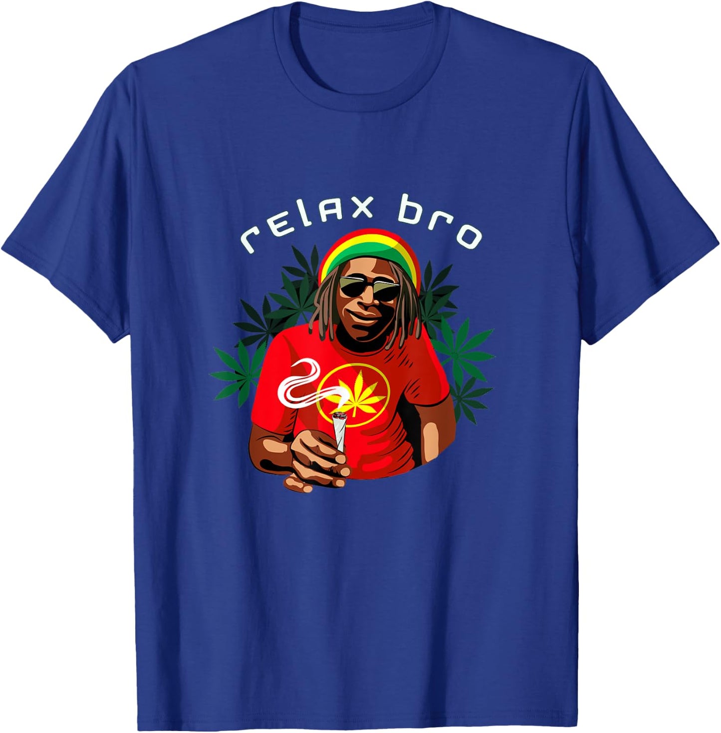 Funny Weed African Jamaican Rasta smoking Marijuana Relax T-Shirt - T-Shirt | Royal