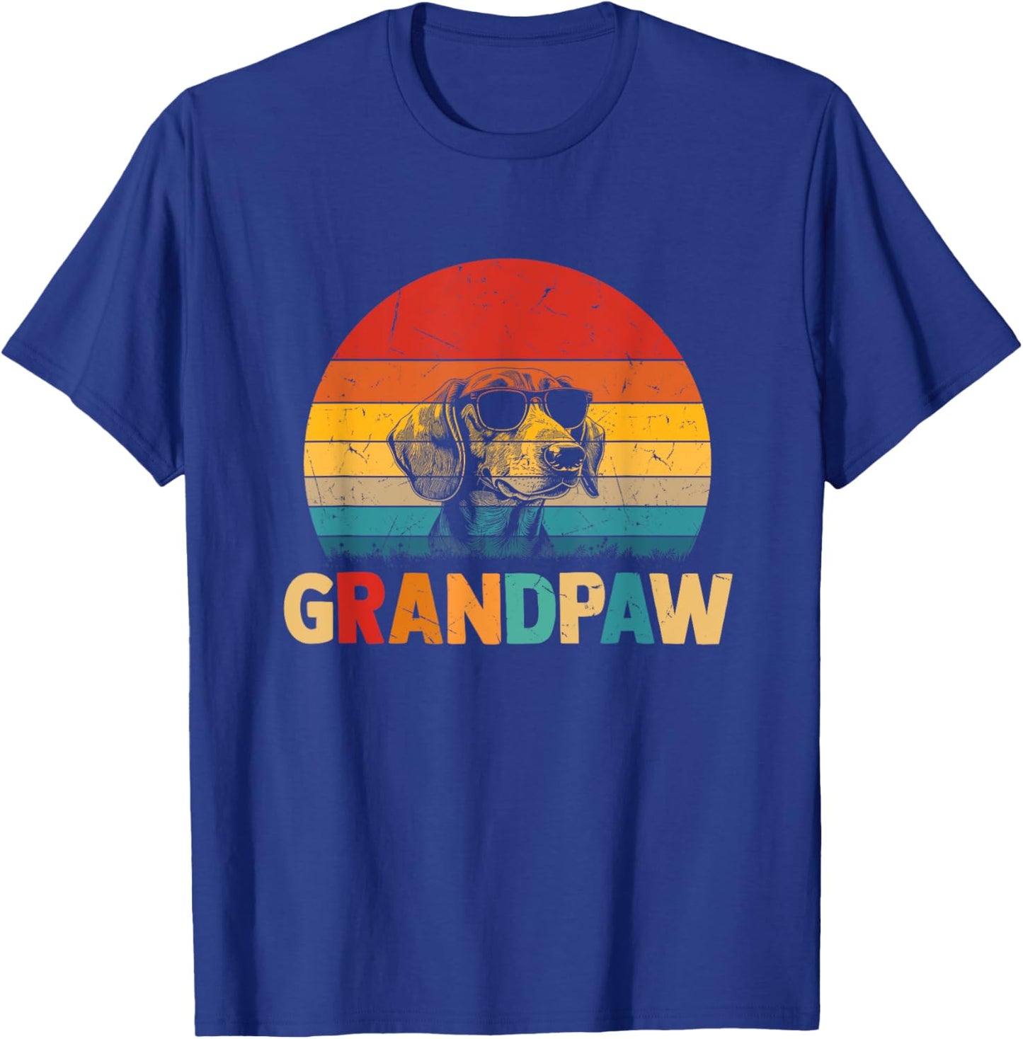 Funny Grandpaw Retro Vintage Dachshund Lover Grandpa Fathers T-Shirt - T-Shirt | Royal