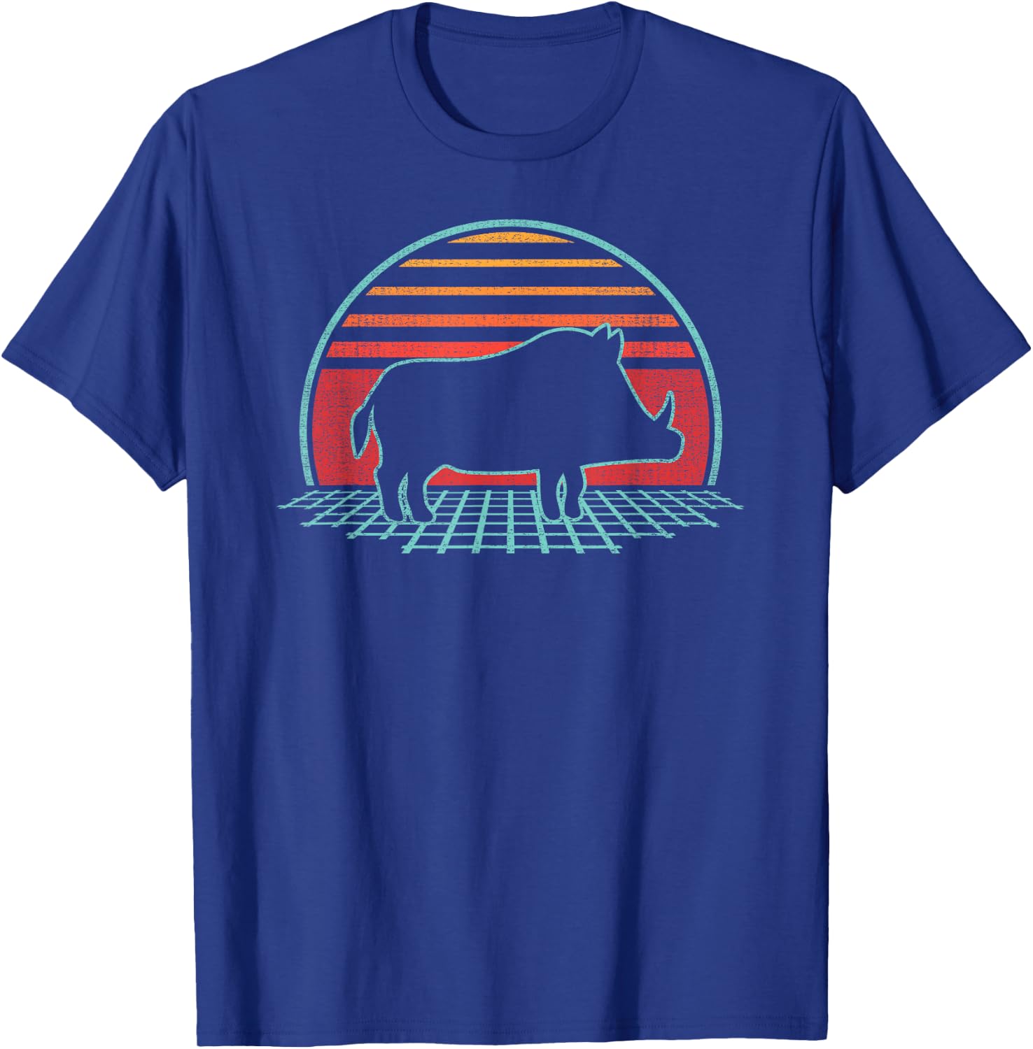 Hog Boar Hunting Retro Vintage 80s Style T-Shirt - T-Shirt | Royal