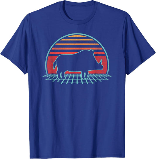 Hog Boar Hunting Retro Vintage 80s Style T-Shirt - T-Shirt | Royal