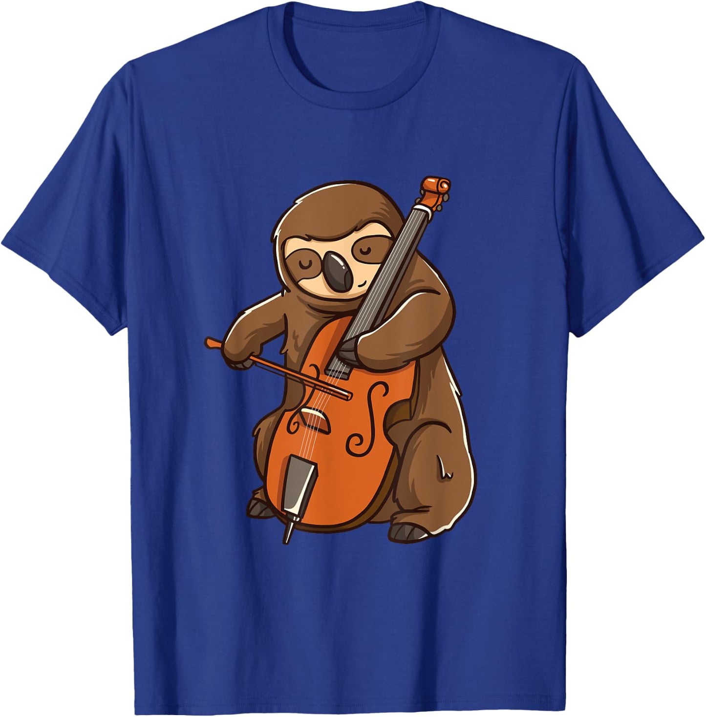 Cellist Sloth Cello Player Orchestra Music Animal Gift T-Shirt - T-Shirt | Royal