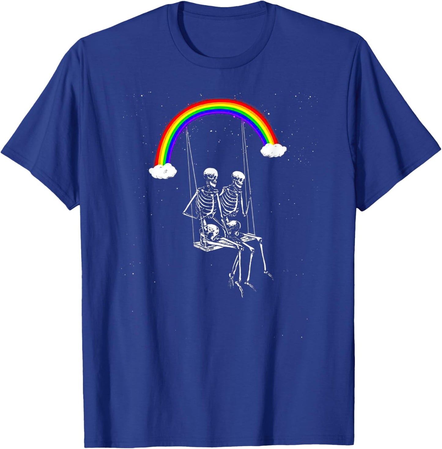 Skeleton Rainbow Swing Funny Spooky Halloween Costume Design T-Shirt - T-Shirt | Royal