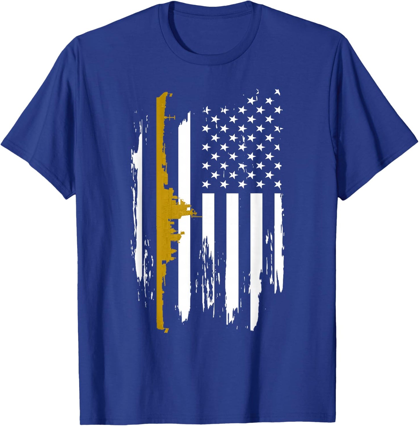USS Wisconsin BB-64 Battleship Vintage American Flag Women Men T-Shirt - T-Shirt | Royal
