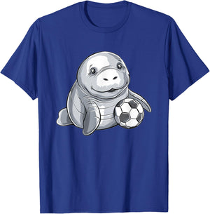 Cute Soccer Manatee T-Shirt - T-Shirt | Royal