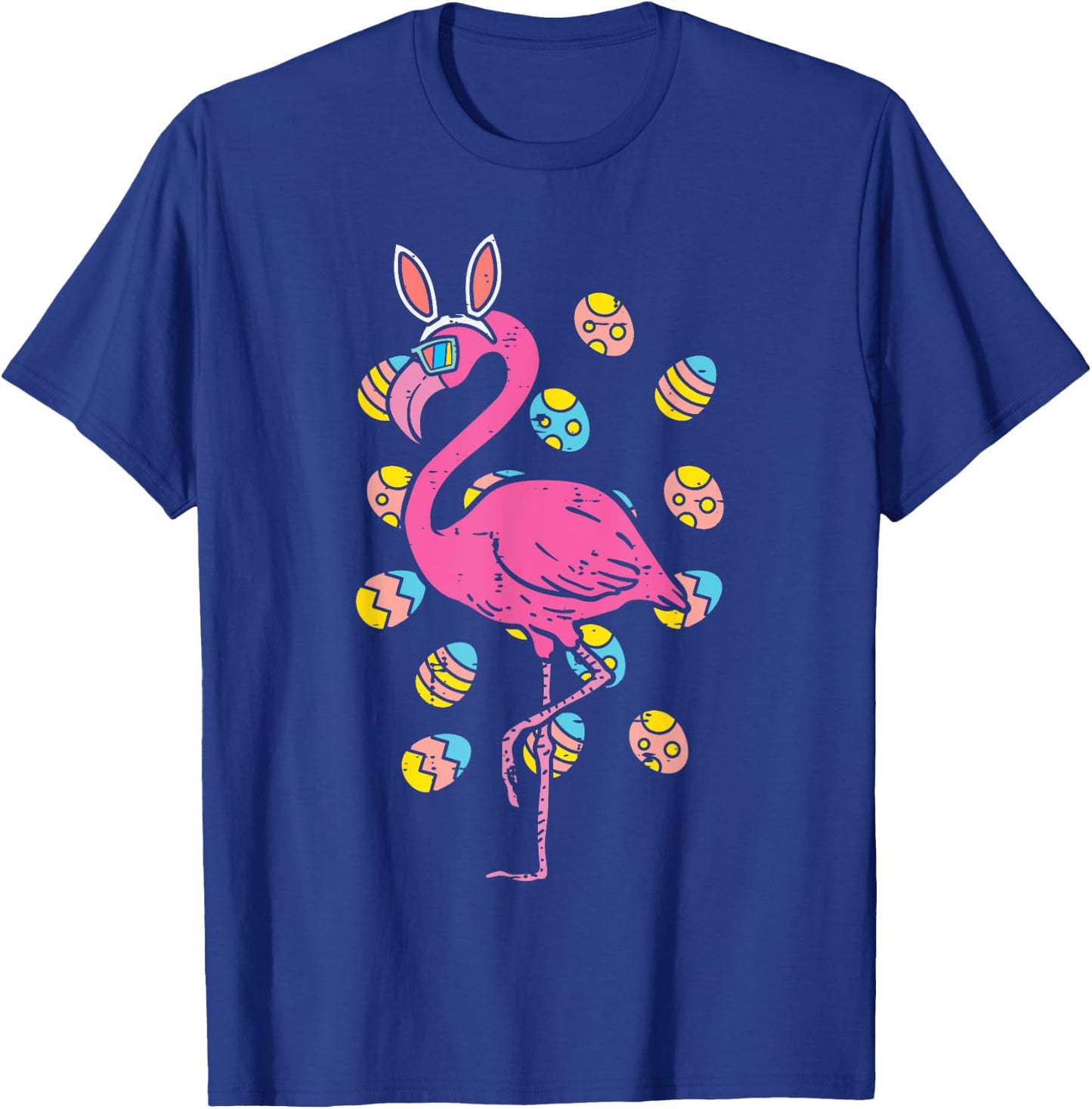 Flamingo Bunny Ears Glasses Eggs Easter Bird Animal Women T-Shirt - T-Shirt | Royal