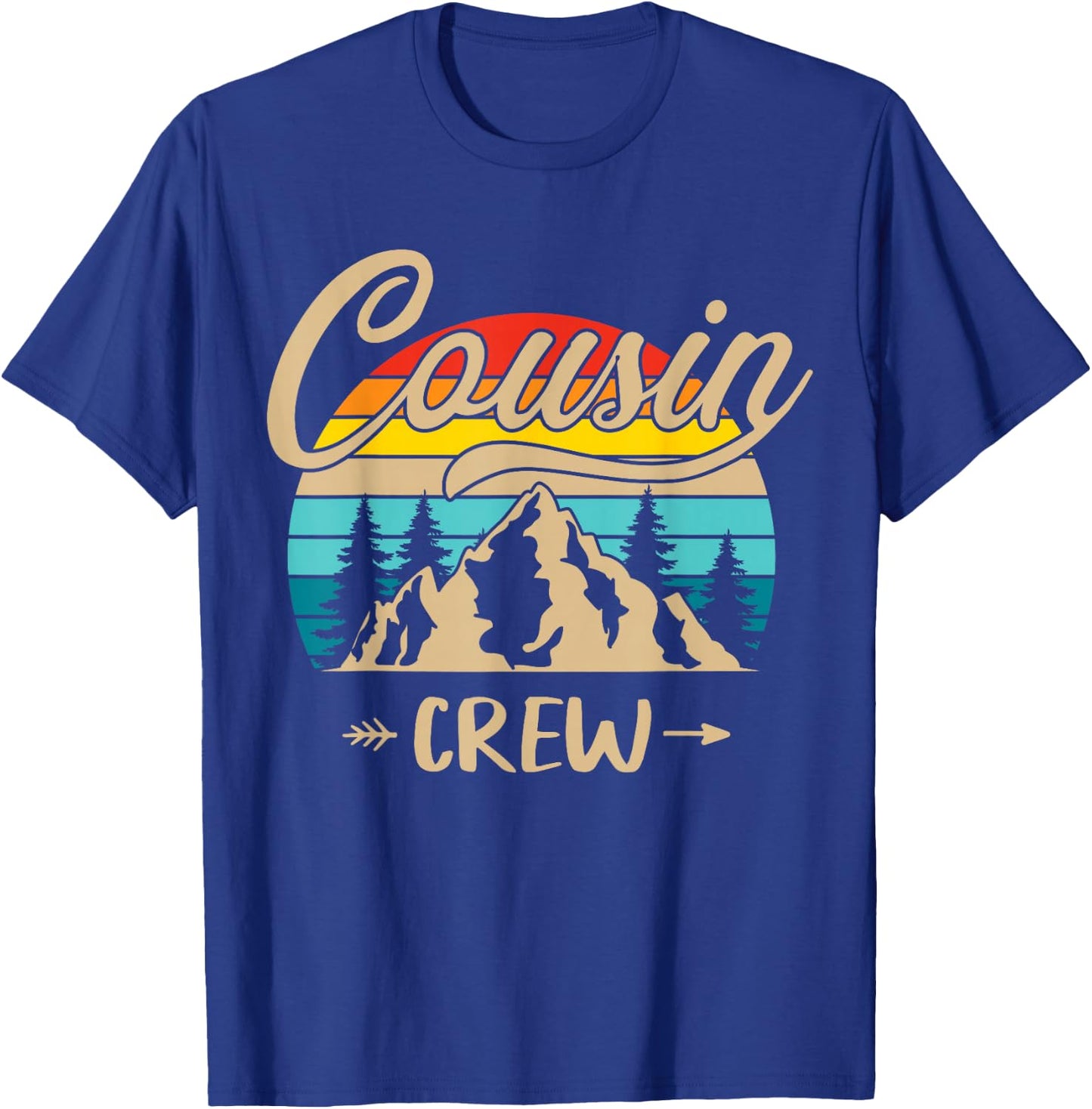 Cousin Crew Camping Sunset Summer Camp Retro Matching Trip T-Shirt - T-Shirt | Royal