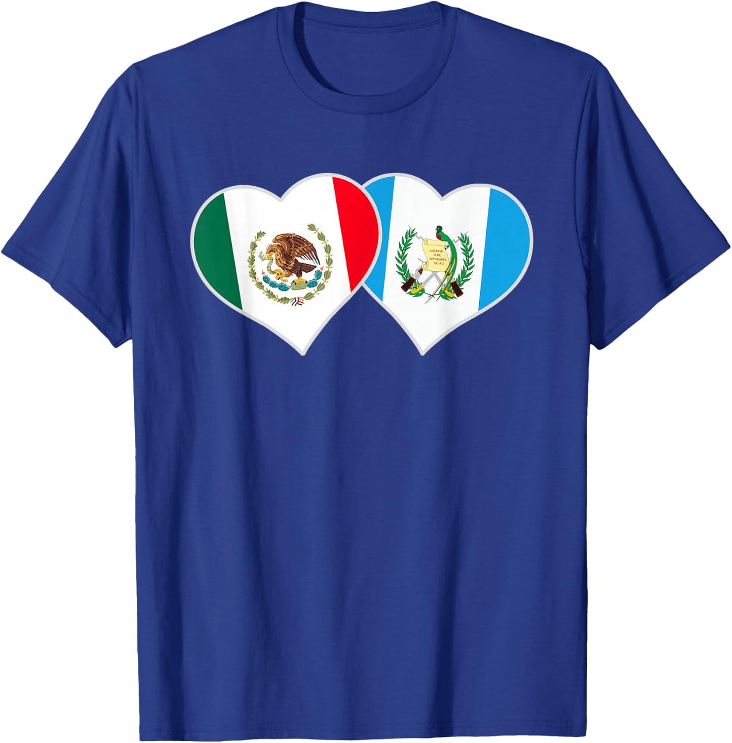 Mexican Guatemalan Flag Love Mexico Guatemala Heart T-Shirt - T-Shirt | Royal