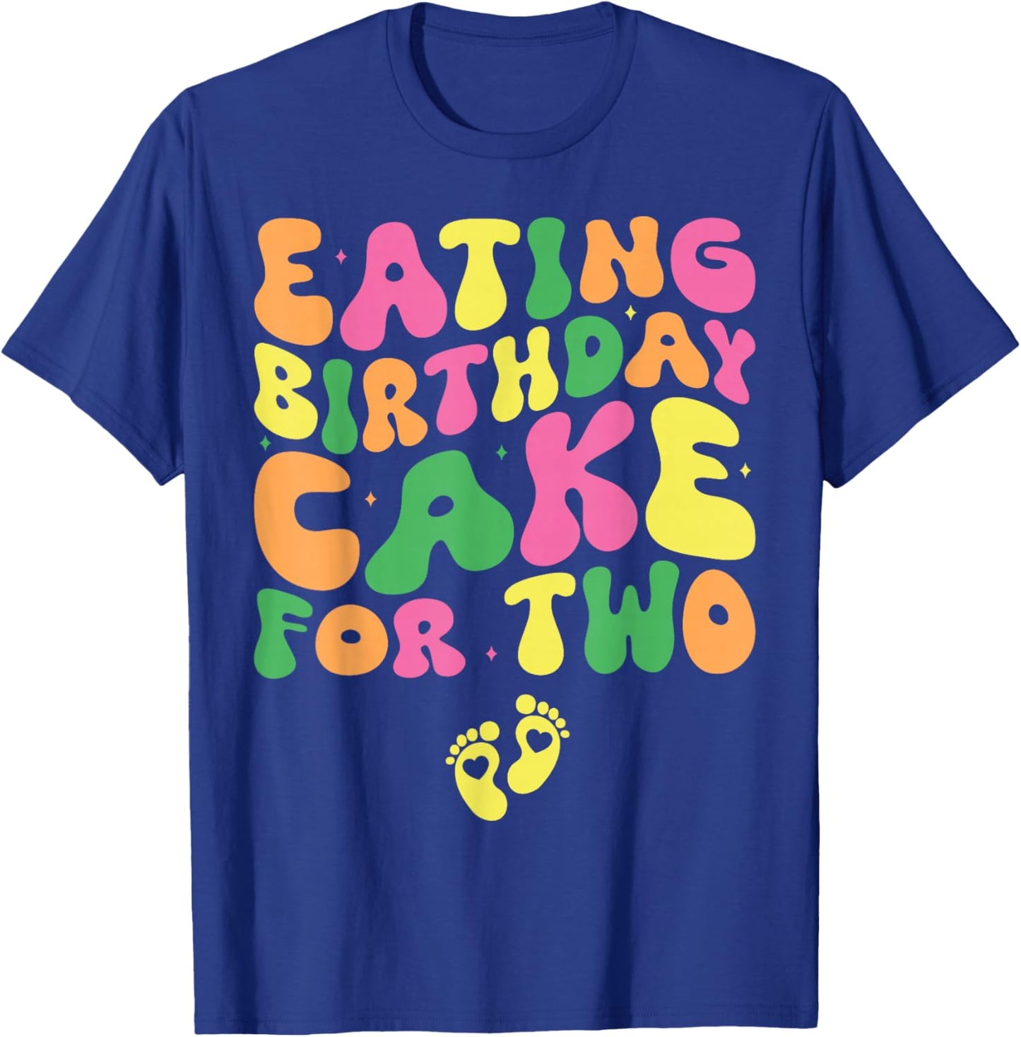 Birthday Pregnancy Announcement Apparel Co. Eating Birthday Cake For Two Pregnancy Announcement - Black, Small, -Adults, Short Sleeve T-Shirt - T-Shirt | Royal
