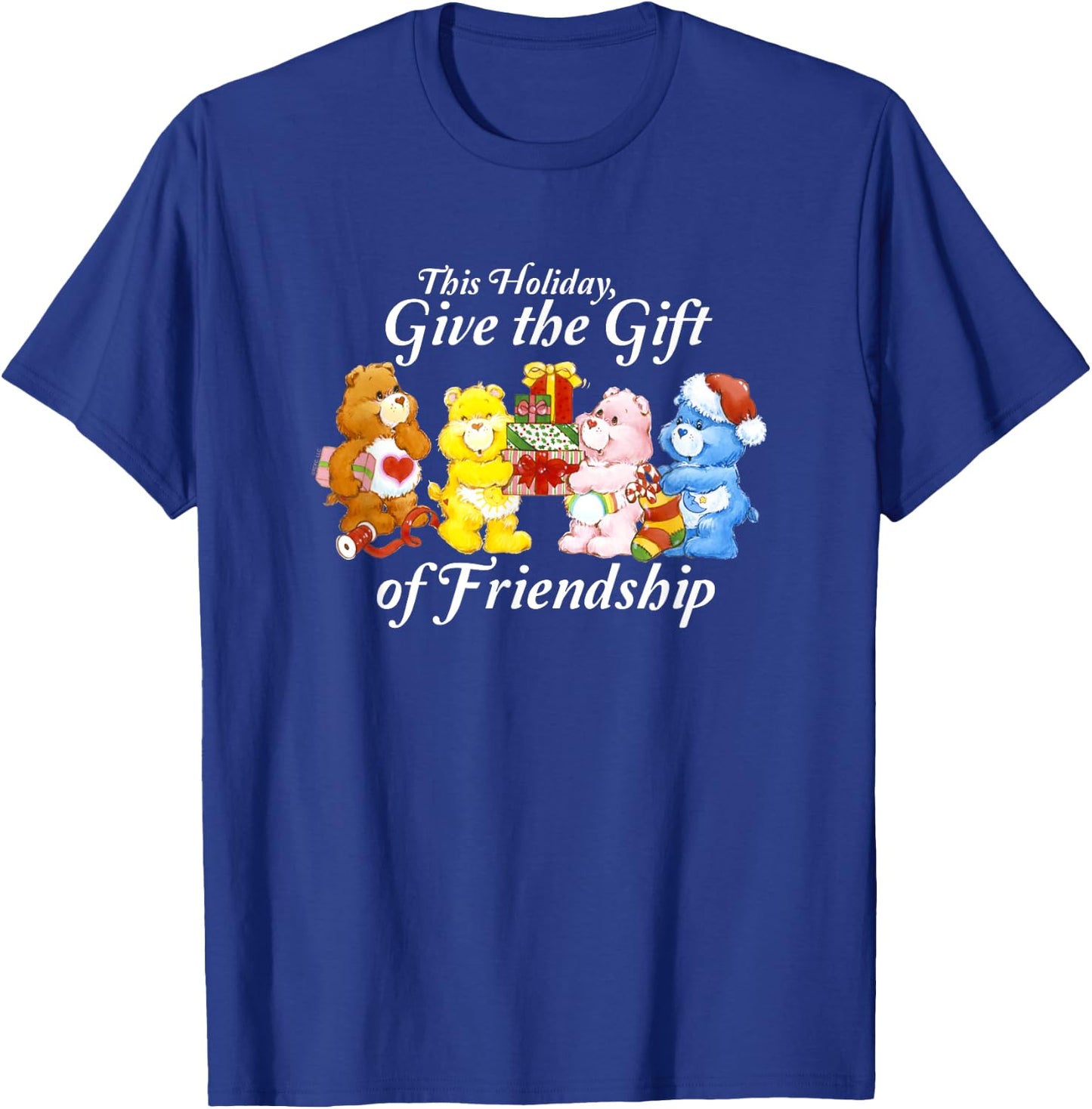 Care Bears Give the Gift of Friendship Christmas Cartoon T-Shirt - T-Shirt | Royal