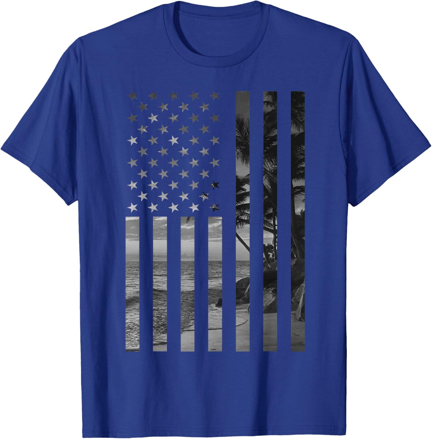 Funny American Flag Hawaiian Gift Men Women Cool Hawaii Trip T-Shirt - T-Shirt | Royal