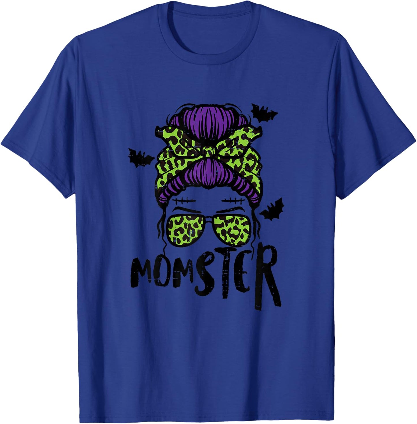 Halloween Momster Messy Bun Monster Mom Costume Mommy Mama T-Shirt - T-Shirt | Royal