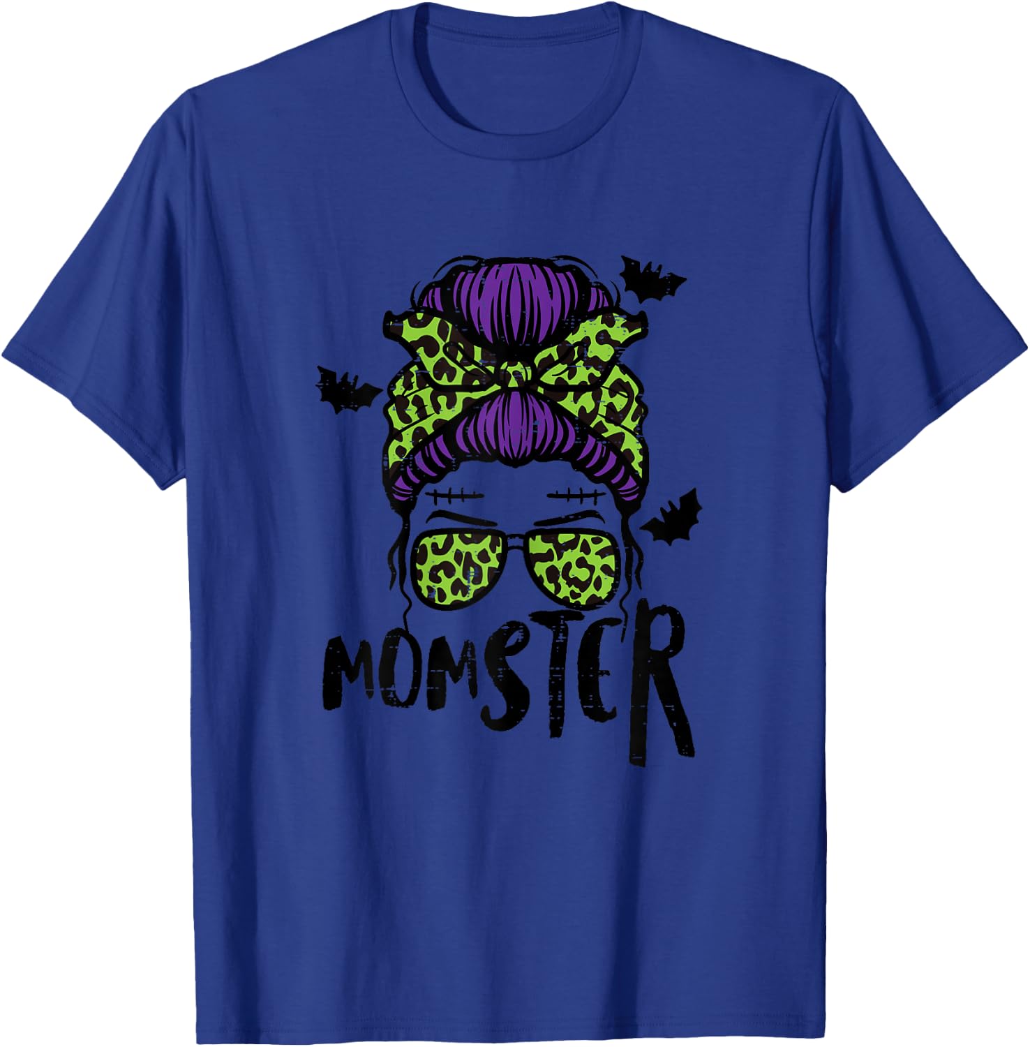 Halloween Momster Messy Bun Monster Mom Costume Mommy Mama T-Shirt - T-Shirt | Royal