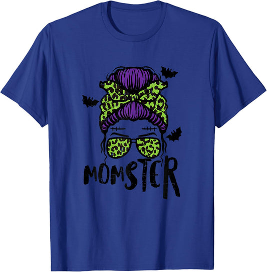 Halloween Momster Messy Bun Monster Mom Costume Mommy Mama T-Shirt - T-Shirt | Royal