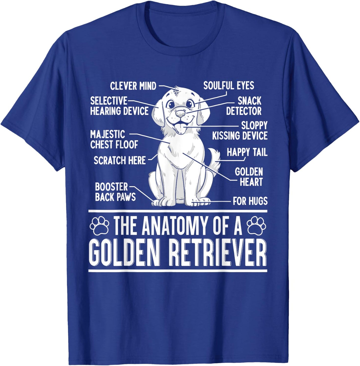 The Anatomy Of A Golden Retriever Funny Dog Lover Puppy Men Women Kids T-Shirt - T-Shirt | Royal