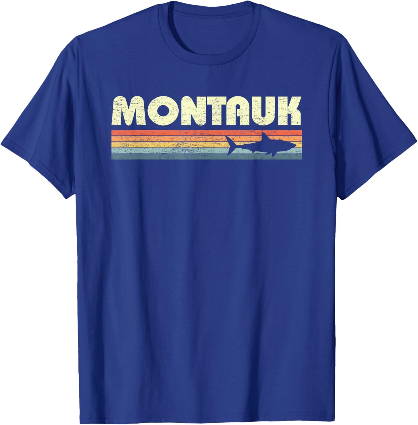 Montauk New York Vintage Shark Souvenir T-Shirt - T-Shirt | Royal