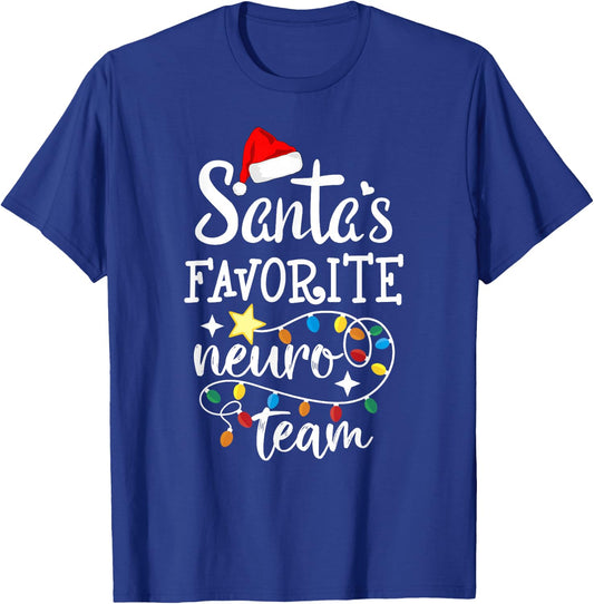 Santa's Favorite Neuro Team Christmas Neurology Nurse Crew T-Shirt - T-Shirt | Royal