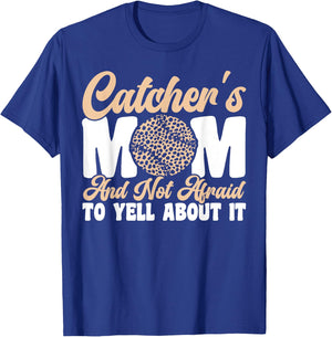 Baseball Mom Catcher's Mom Leopard Softball Mom T-Shirt - T-Shirt | Royal
