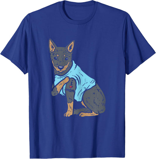 Heeler I Love Mom Animal Pet Red Blue Cattle Dog Women Gift T-Shirt - T-Shirt | Royal