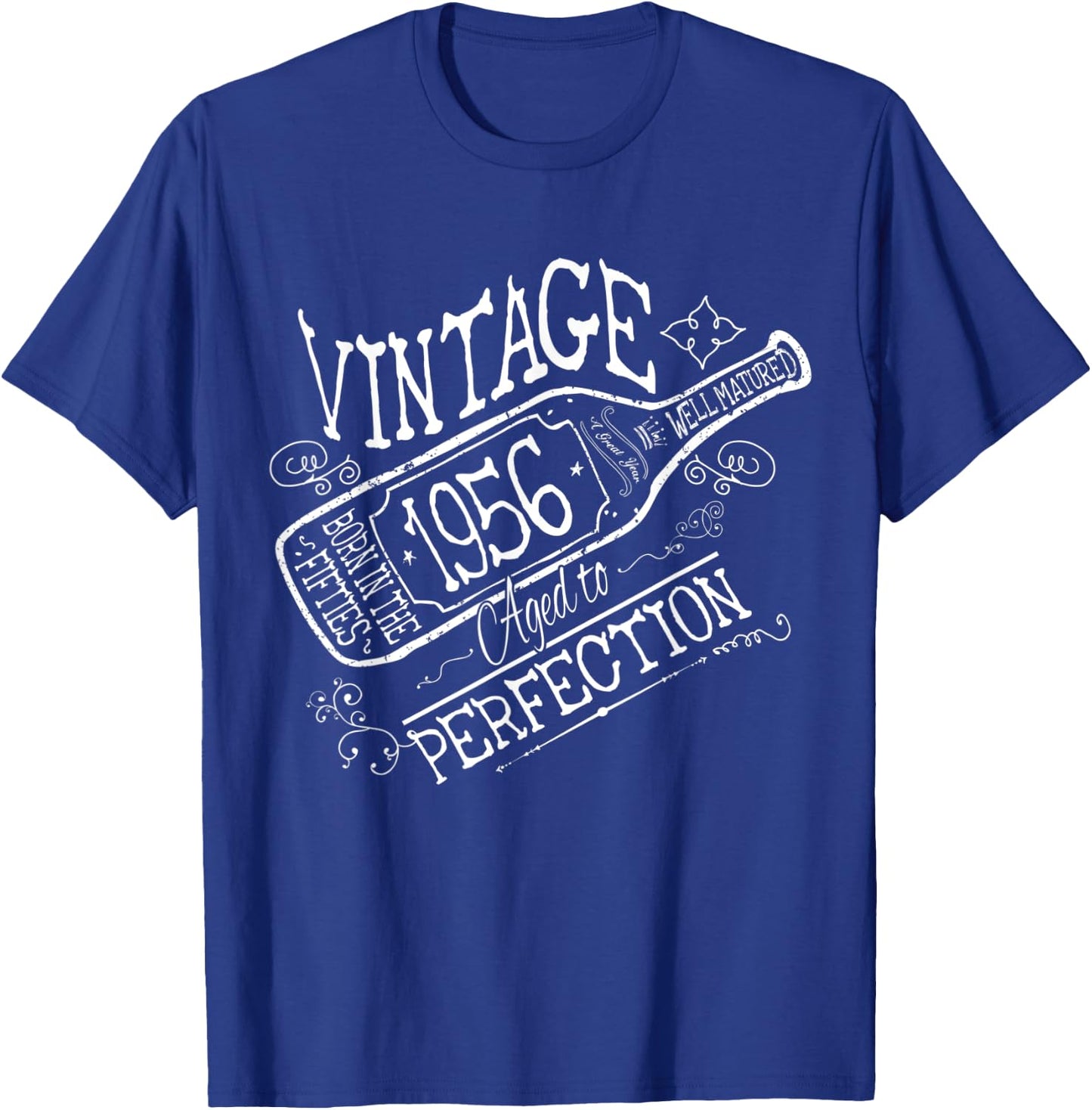 Cute Wine 65th Birthday Gift 1956 Aged To Perfection T-Shirt - T-Shirt | Royal