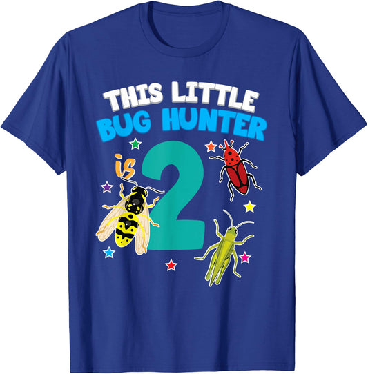 This Little Bug Hunter is 2 Insect 2nd Birthday Girls Boys T-Shirt - T-Shirt | Royal