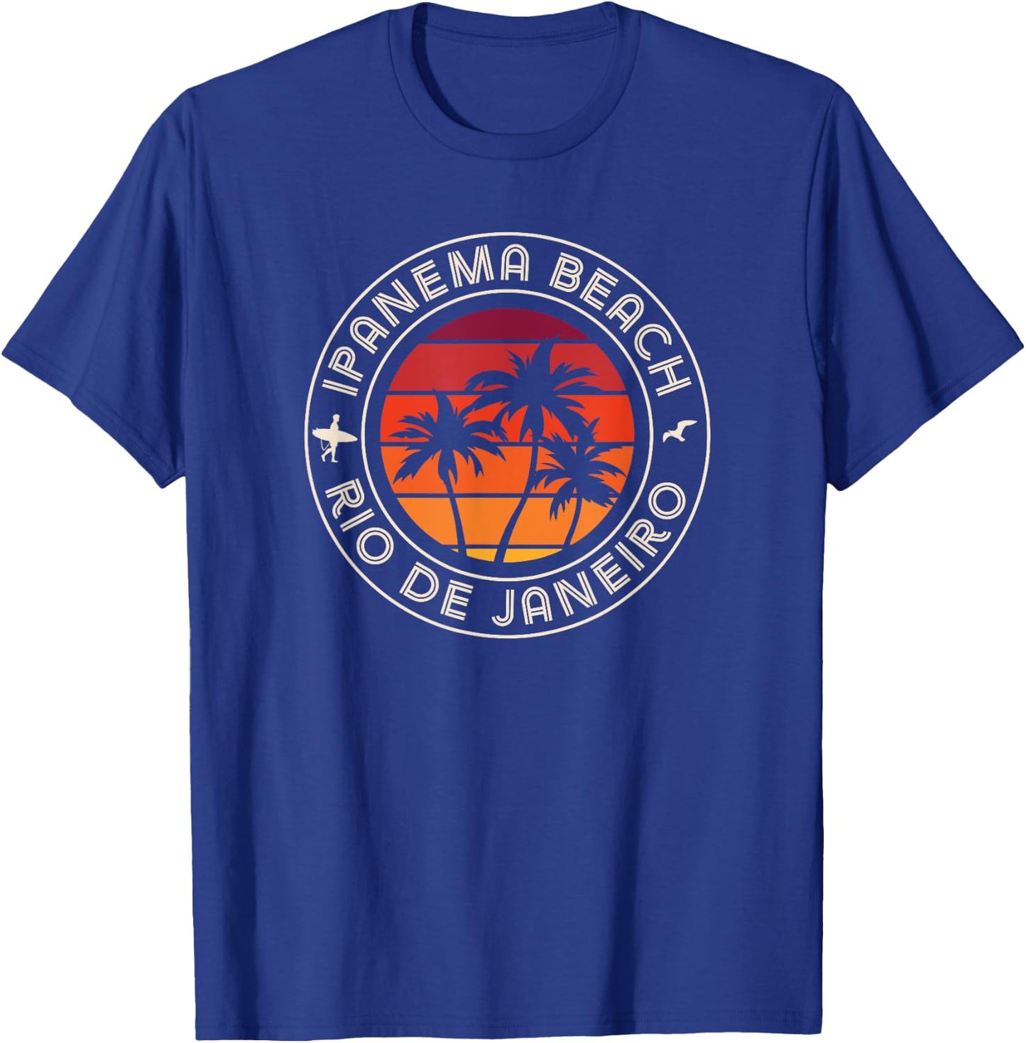 Ipanema Sunset Surfer and Seagull Rio Beach Men Women Kids T-Shirt - T-Shirt | Royal