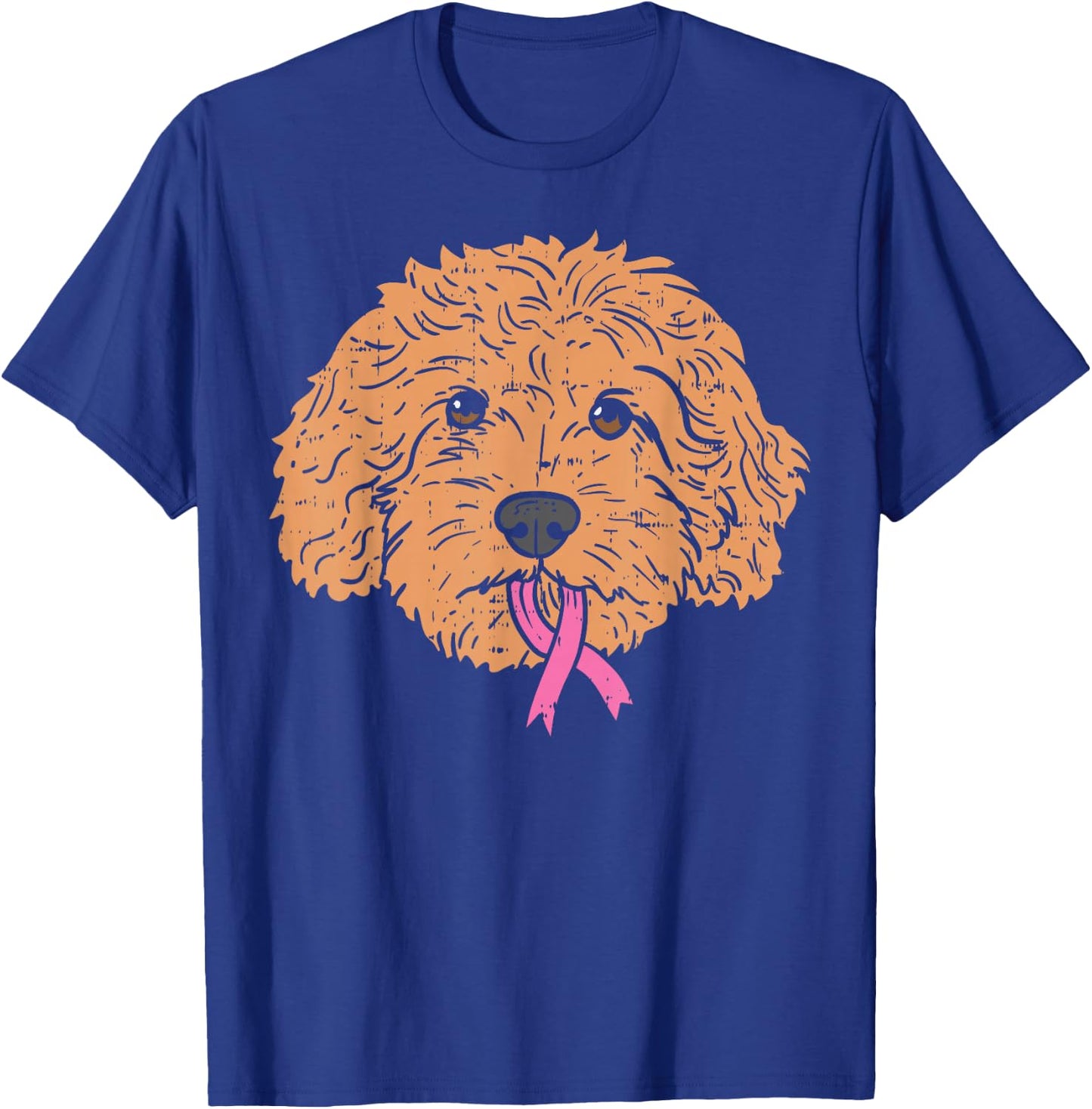 Goldendoodle Dog Ribbon Breast Cancer Awareness Support Gift T-Shirt - T-Shirt | Royal