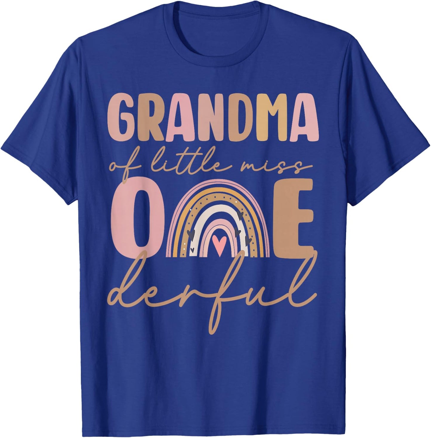 Grandma of Little Miss Onederful First Birthday Boho Rainbow T-Shirt - T-Shirt | Royal