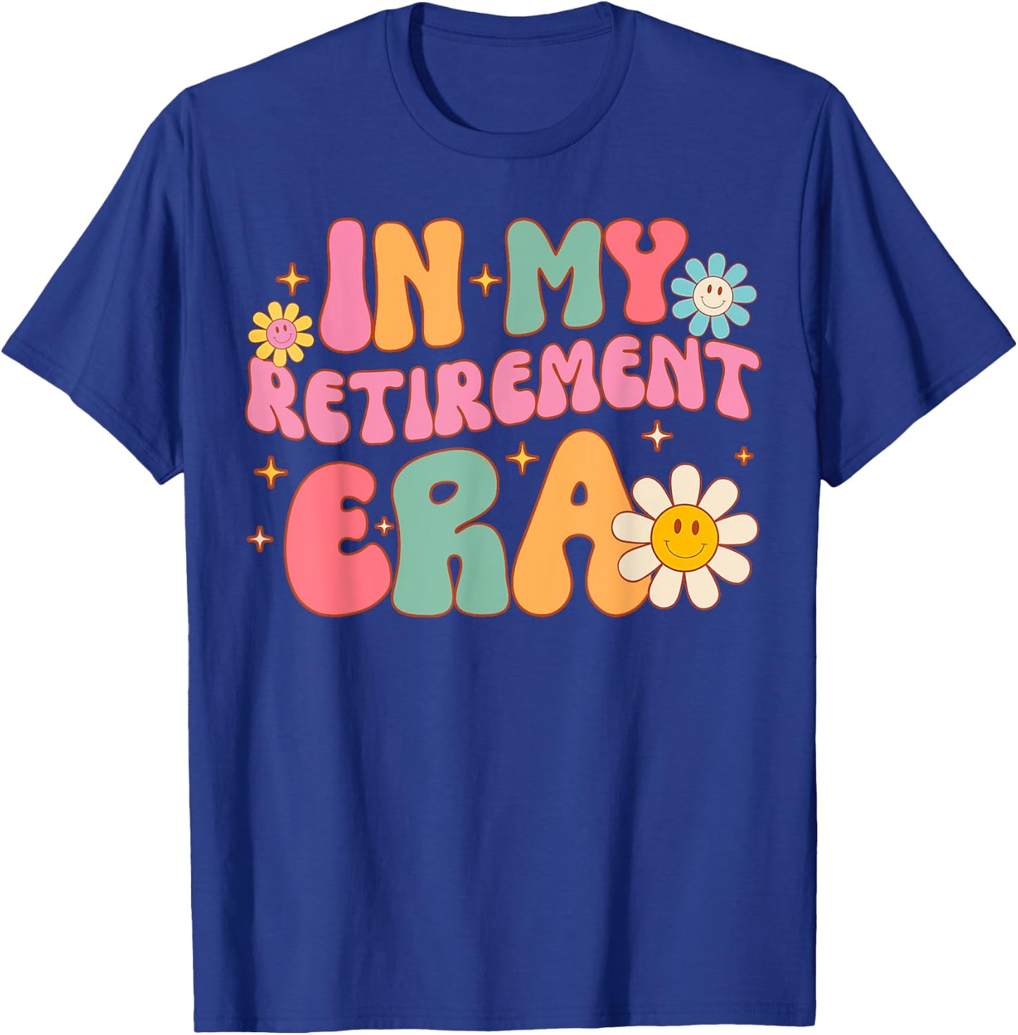 Groovy Retro In My Retirement Era Funny Teacher Retired 2024 T-Shirt - T-Shirt | Royal