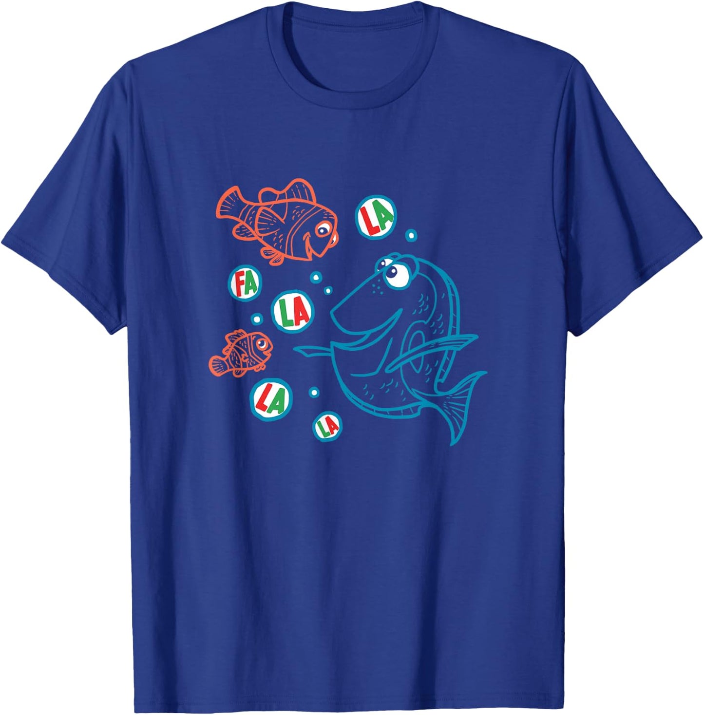 Disney Pixar Finding Nemo Christmas Fa La La La Outline Logo T-Shirt - T-Shirt | Royal