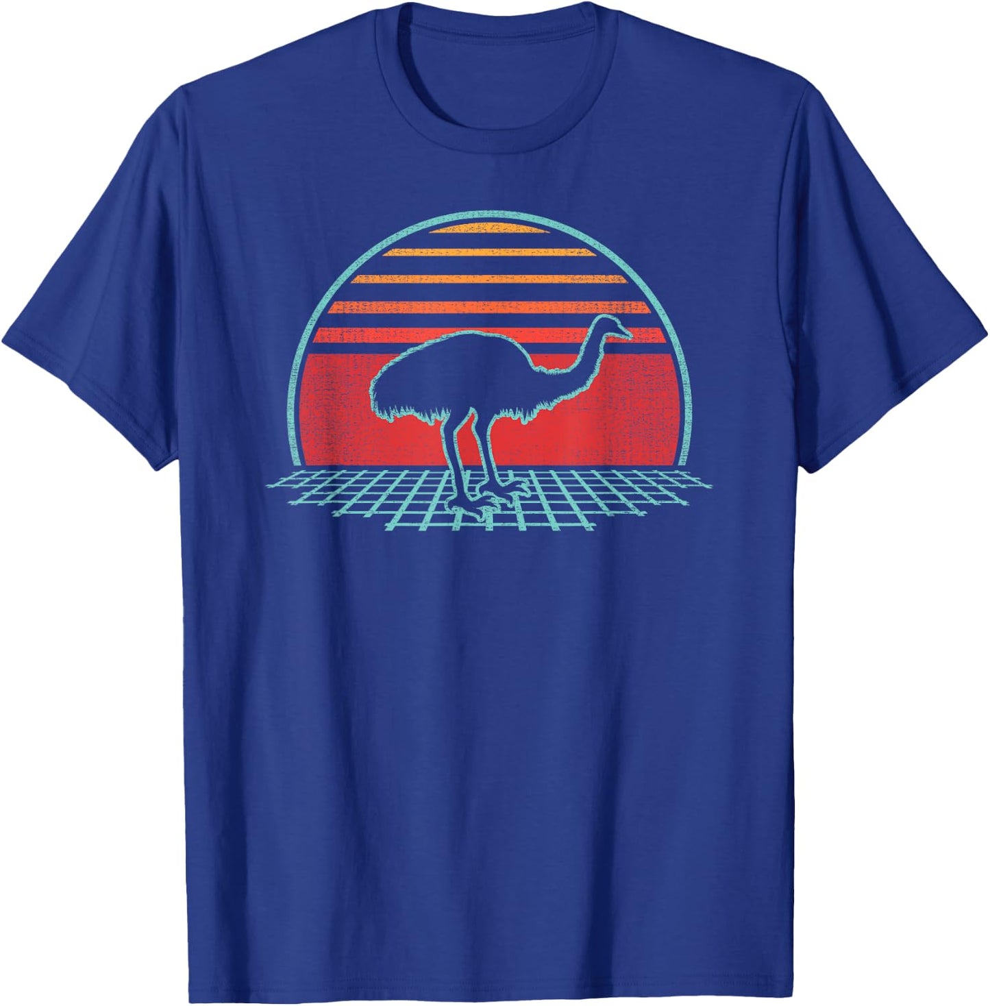 Emu Bird Rhea Retro Vintage 80s Style Gift T-Shirt - T-Shirt | Royal